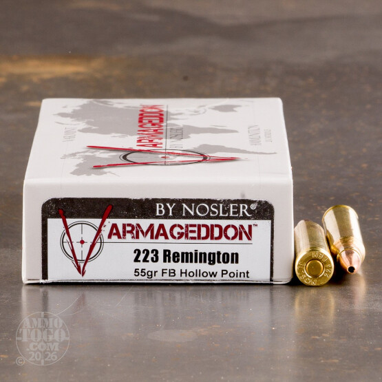 20rds – 223 Rem Nosler Varmageddon 55gr. FBHP Ammo
