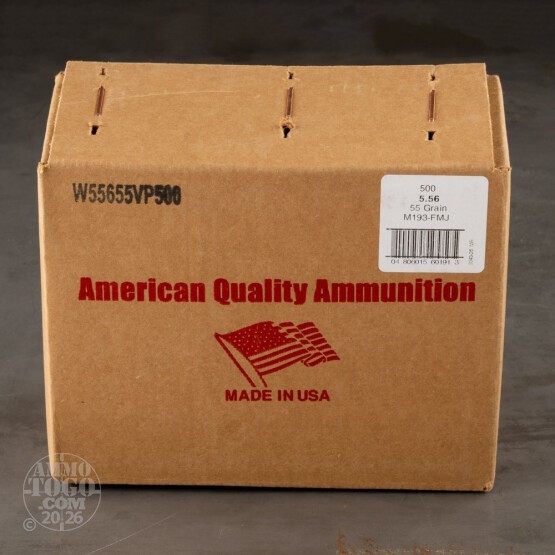 500rds – 5.56x45 American Quality Ammunition 55gr. FMJ M193 Ammo