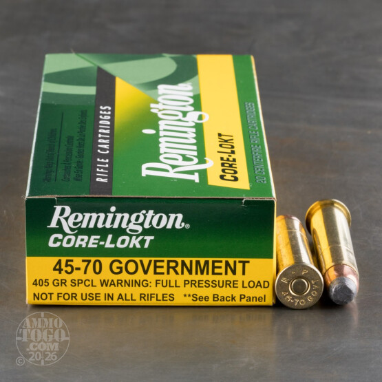 20rds - 45-70 Govt. Reminton Core-Lokt 405gr. SP Ammo