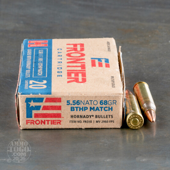 500rds – 5.56x45 Hornady Frontier 68gr. BTHP Match Ammo