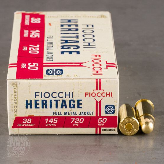 50rds - 38 S&W Fiocchi 145gr. FMJ Ammo