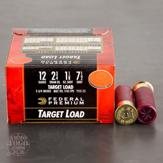 25rds - 12 Gauge Federal Gold Medal Target Load 2 3/4" 1 1/8oz. #7 1/2