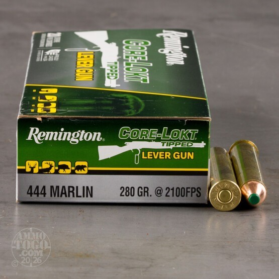 20rds – 444 Marlin Remington Core-Lokt Tipped Lever Gun 280gr. Polymer Tip Ammo