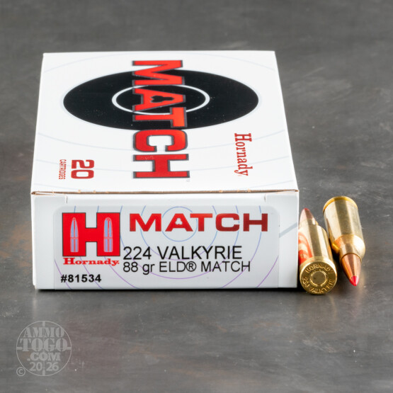200rds - 224 Valkyrie Hornady 88gr. ELD Ammo