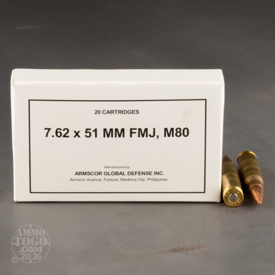 200rds – 7.62x51 Armscor 147gr. FMJ M80 Ammo