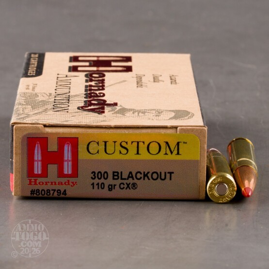 20rds – 300 AAC Blackout Hornady Custom 110gr. CX Ammo