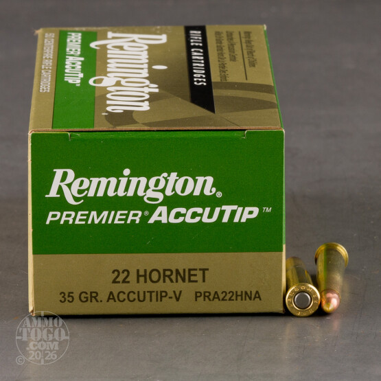 50rds – 22 Hornet Remington Premier AccuTip-V 35gr. AccuTip-V Ammo