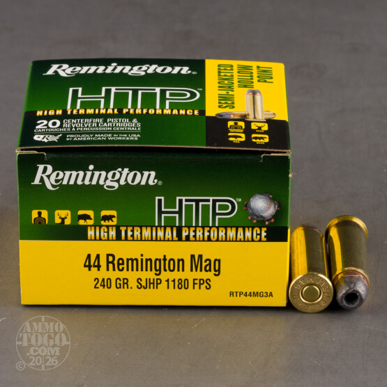 20rds – 44 Mag Remington HTP 240gr. SJHP Ammo