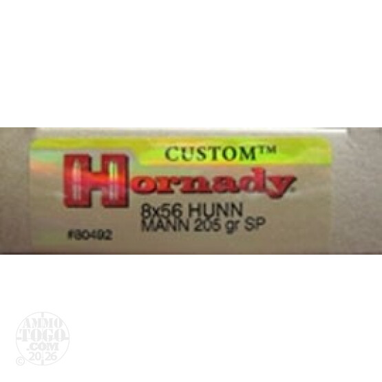 20rds - 8x56R Hornady 205gr. Soft Point Ammo