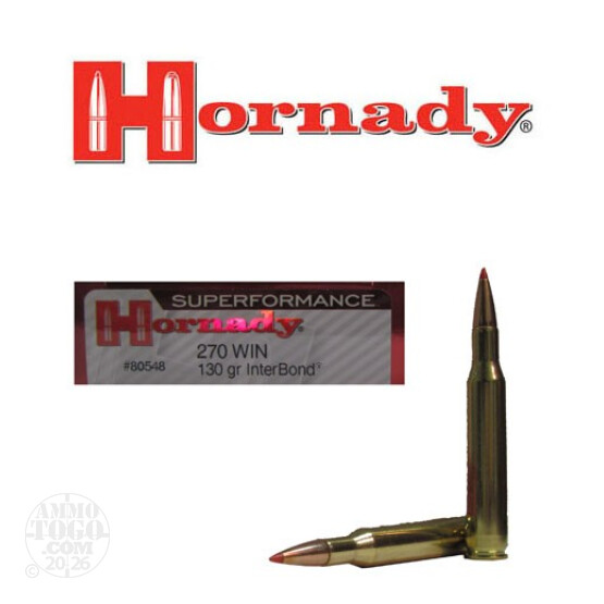 20rds - 270 Win. Hornady Superformance 130gr InterBond Ammo