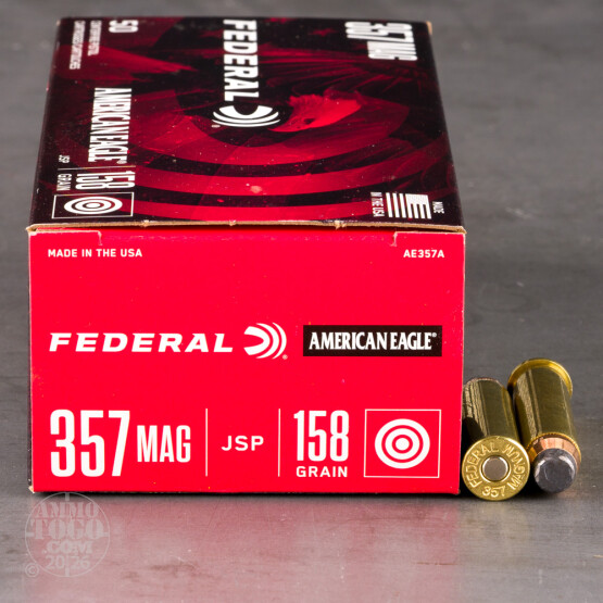 50rds - 357 Mag Federal American Eagle 158gr. Jacketed Soft Point Ammo