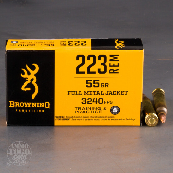 1000rds – 223 Rem Browning 55gr. FMJ Ammo