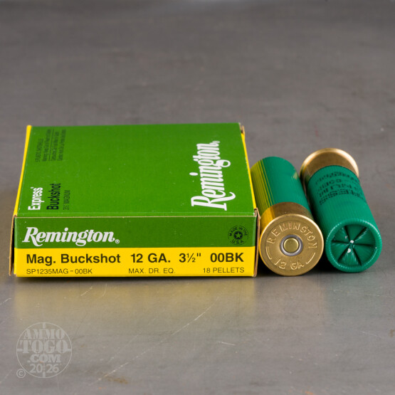 5rds – 12 Gauge Remington Express 3-1/2" 18 Pellets 00 Buckshot Ammo