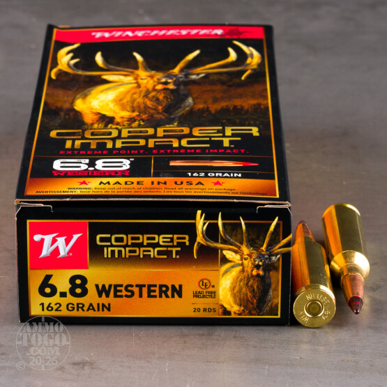 20rds – 6.8 Western Winchester Copper Impact 162gr. Copper Extreme Point Ammo