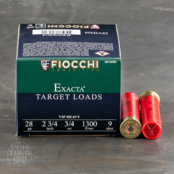 25rds – 28 Gauge Fiocchi 2-3/4" 3/4oz. #9 Shot Ammo