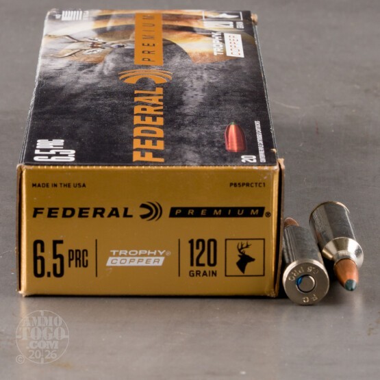 20rds – 6.5 PRC Federal 120gr. Trophy Copper Ammo