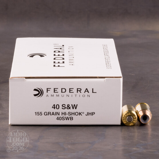 50rds - 40 S&W Federal LE Hi-Shok 155gr. Hollow Point Ammo
