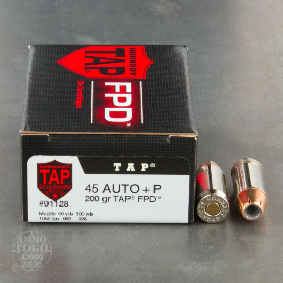 20rds - 45 ACP Hornady TAP FPD +p 200gr. HP Ammo