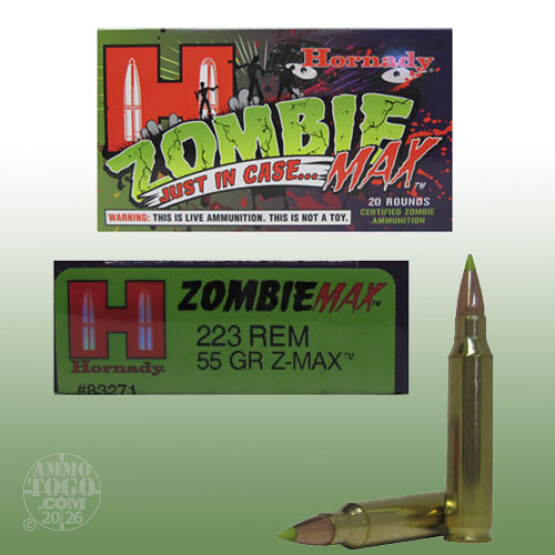 200rds - 223 Rem. Hornady Zombie Max 55gr. Z-MAX Ammo