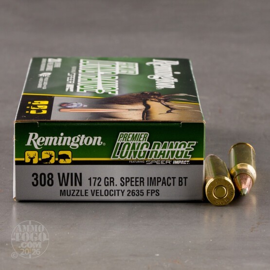 20rds – 308 Win Remington Premier Long Range 172gr. Speer Impact Ammo
