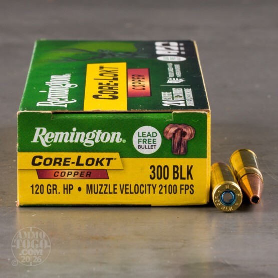 20rds – 300 AAC Blackout Remington Core-Lokt Copper 120gr. SCHP Ammo