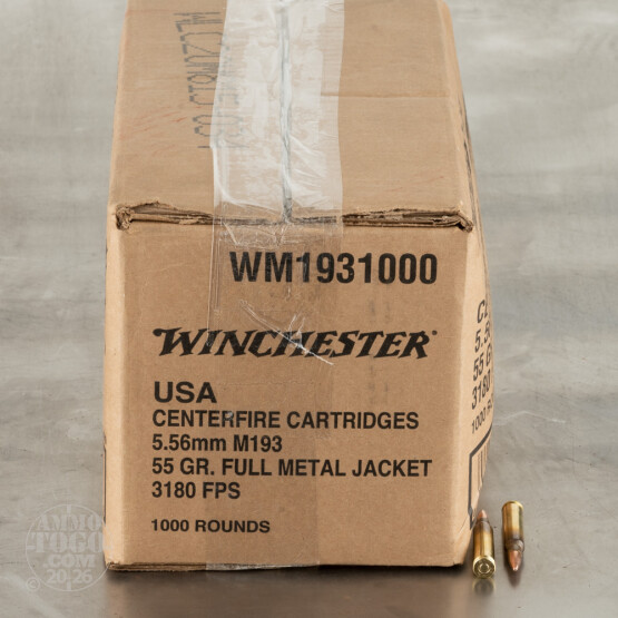 1000rds – 5.56x45 Winchester USA 55gr. FMJ Ammo