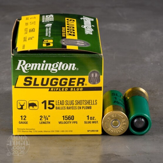 15rds – 12 Gauge Remington Slugger 2-3/4" 1oz. Rifled Slug Ammo