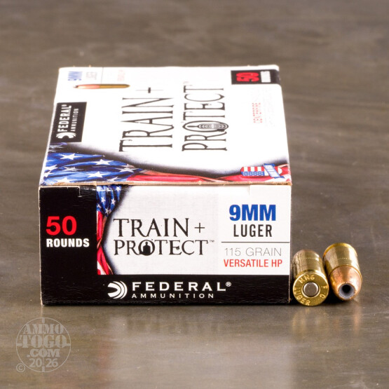 50rds - 9mm Federal Train + Protect 115gr. VHP Ammo