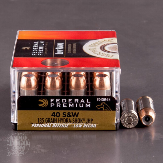 20rds - 40 S&W Federal Hydra-Shok PD 135gr. HP Ammo