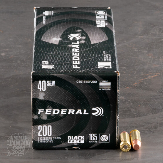 200rds – 40 S&W Federal Black Pack 165gr. FMJ Ammo