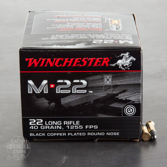 500rds - 22LR Winchester M22 40gr. Black Copper Plated Round Nose