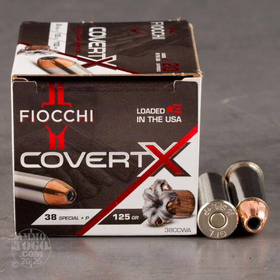20rds – 38 Special +P Fiocchi CovertX 125gr. JHP Ammo