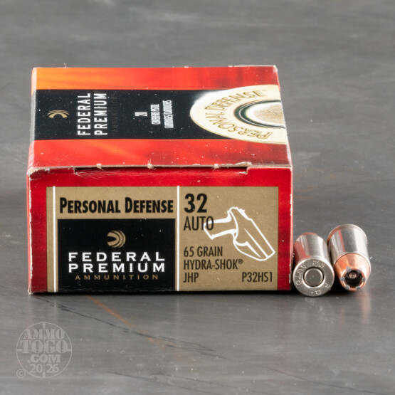 20rds - 32 Auto Federal Hydra-Shok 65gr. HP Ammo