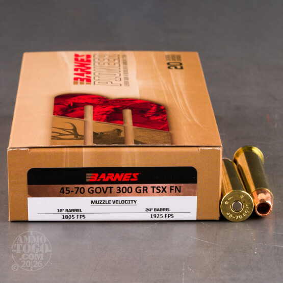 20rds - 45-70 Govt. Barnes 300gr. TSX FN Ammo