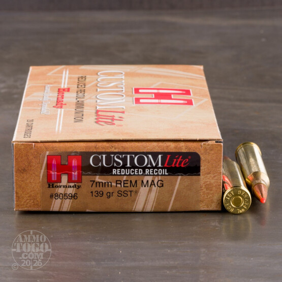 20rds - 7mm Rem Mag Hornady Custom Lite 139gr. SST Ammo