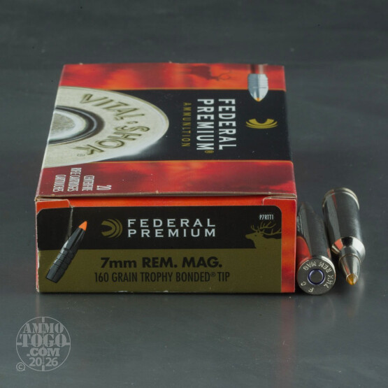 20rds - 7mm Rem Mag Federal Vital-Shok 160gr. Trophy Bonded Tip Polymer Tip Ammo