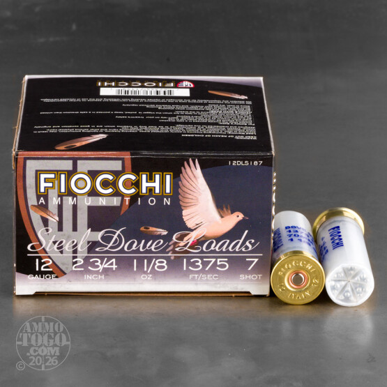 250rds – 12 Gauge Fiocchi Steel Dove 2-3/4" 1-1/8oz. #7 Steel Shot Ammo