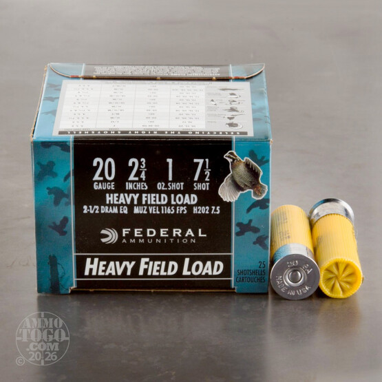 250rds - 20 Gauge Federal Game Shok 2 3/4" 1oz. #7 1/2 Shot Ammo