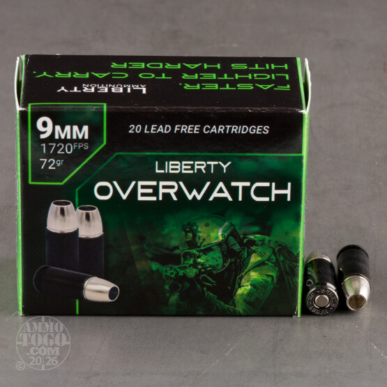 20rds – 9mm Liberty OverWatch 72gr. SCHP Ammo