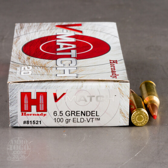 20rds – 6.5 Grendel Hornady V-Match 100gr. ELD-VT Ammo