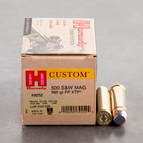20rds – 500 S&W Hornady Custom 500gr. InterLock Flat Point XTP Ammo