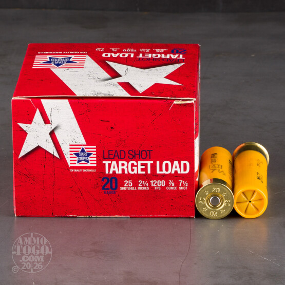 250rds – 20 Gauge Stars and Stripes 2-3/4" 7/8oz. #7.5 Shot Ammo