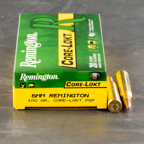 20rds - 6mm Remington 100gr. Core-Lokt Pointed Soft Point Ammo