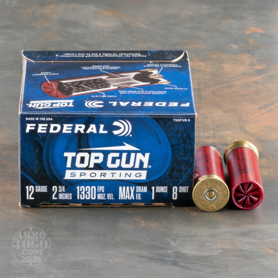 250rds – 12 Gauge Federal Top Gun 2-3/4" 1oz. #8 Shot Ammo
