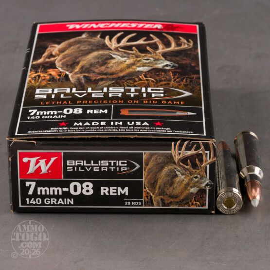 20rds – 7mm-08 Rem Winchester Ballistic Silvertip 140gr. Polymer Tip Ammo