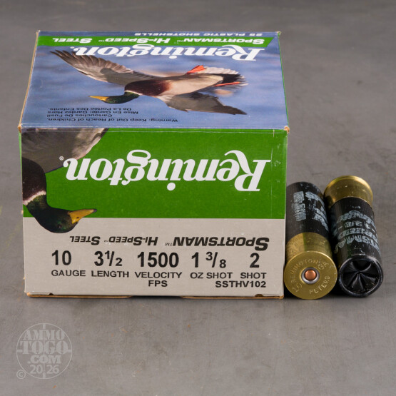 25rds - 10 Gauge Remington Sportsman Hi-Speed Steel 3 1/2" 1 3/8oz. #2 Shot Ammo