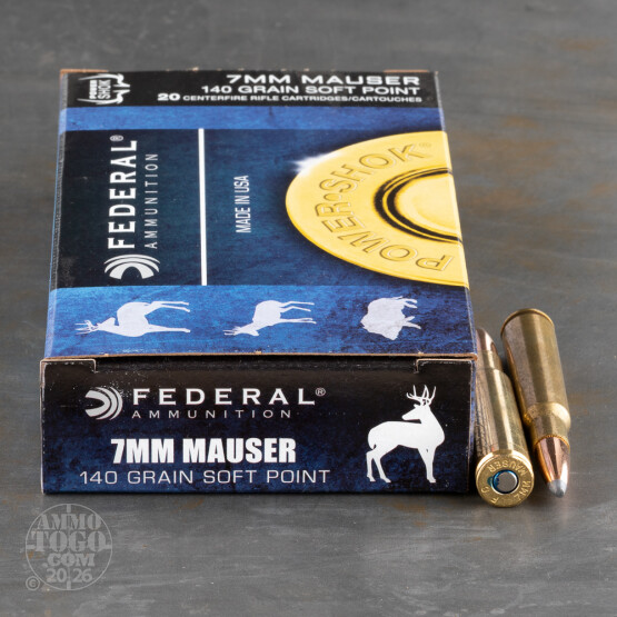 20rds - 7mm Mauser Federal Power-Shok 140gr. Speer Hot-Cor Soft Point Ammo