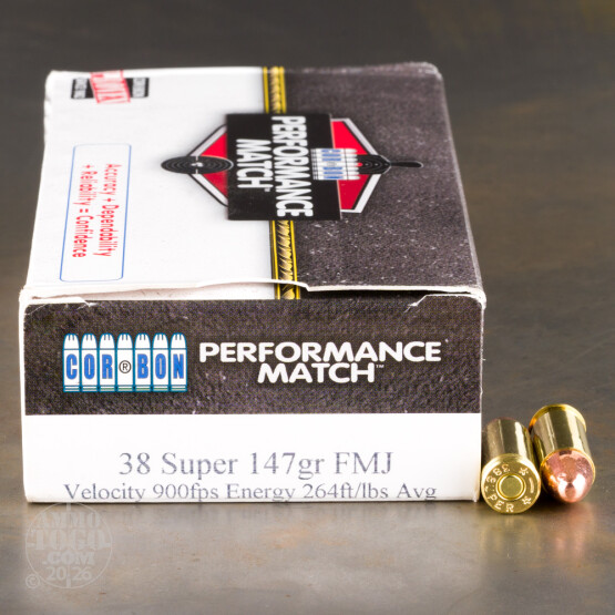 500rds - 38 Super Auto Corbon 147gr. Performance Match FMJ Ammo