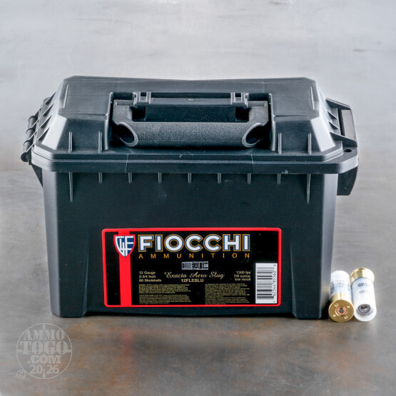 80rds - 12 Gauge Fiocchi Low Recoil 2 3/4" 7/8oz. Exacta Aero Slug In Polymer Ammo Can