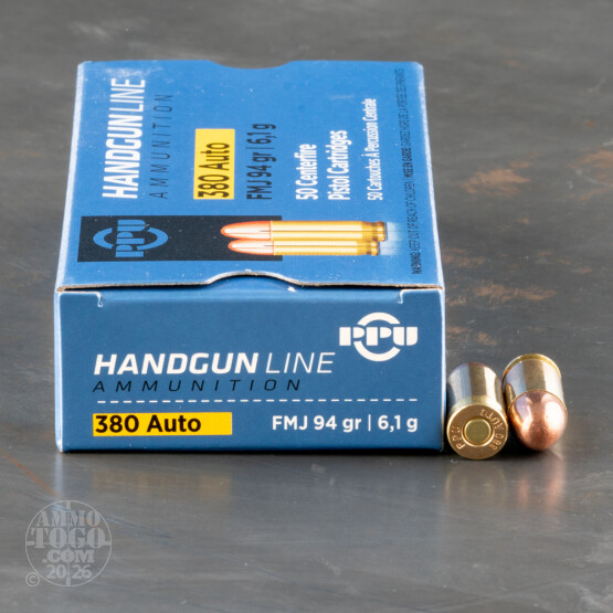 50rds - 380 Auto Prvi Partizan 94gr. FMJ Ammo